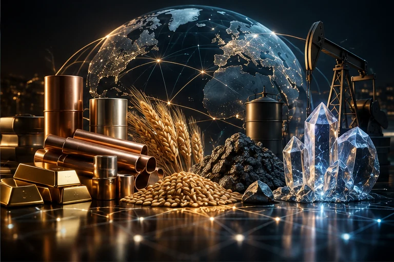 Illustration: global commodities, supply networks and digital trade analytics